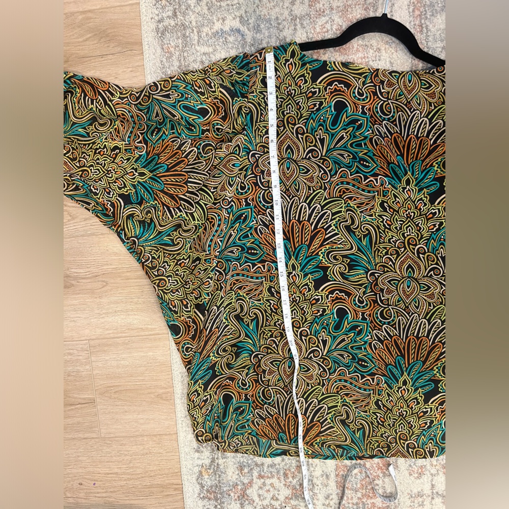 Bob Mackie Blouse Womens Plus 1X Colorful Wearable Art Batwing Dolman Lined Top - Picture 11 of 11